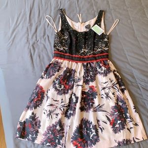 Dress with black sequin/lace top with floral skirt